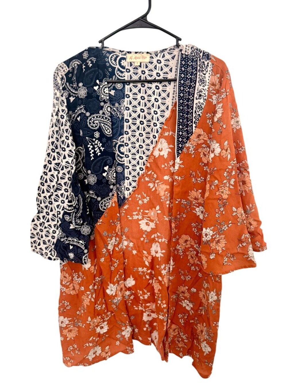 All About Her Patchwork Flowy Kimono Top, Cardigan Size S, Boho, Festival